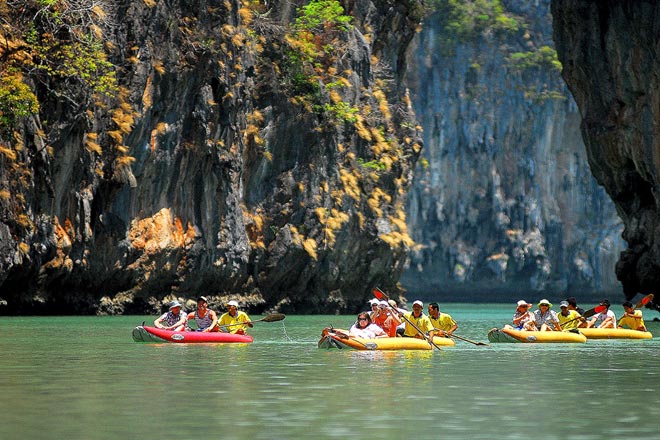 Phang Nga Bay by Big boat with Sunset and Seafood dinner